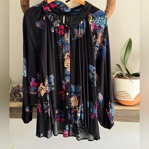 Free People Floral button up Flowy Tunic